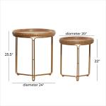 Brown Wood Beaded Nesting Side Tables, Set of 2