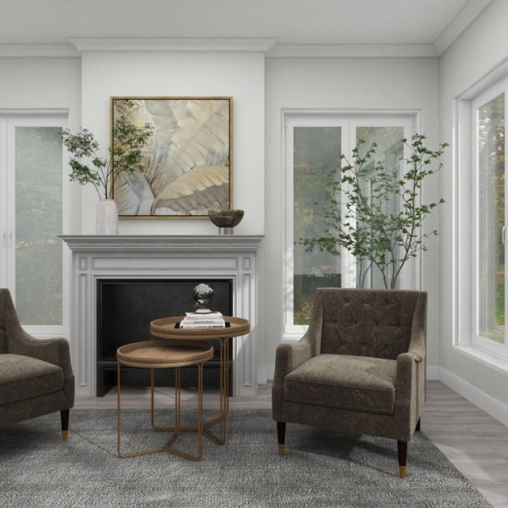 Brown Wood Beaded Nesting Side Tables, Set of 2