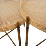 Round Brown Rattan 2-pc. Nesting Coffee Table Set
