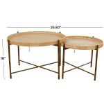 Round Brown Rattan 2-pc. Nesting Coffee Table Set