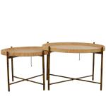 Round Brown Rattan 2-pc. Nesting Coffee Table Set
