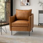 Camel Vegan Leather Flange Club Accent Chair