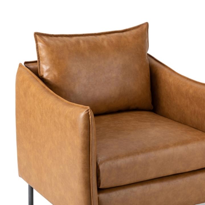 Camel Vegan Leather Flange Club Accent Chair