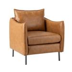 Camel Vegan Leather Flange Club Accent Chair