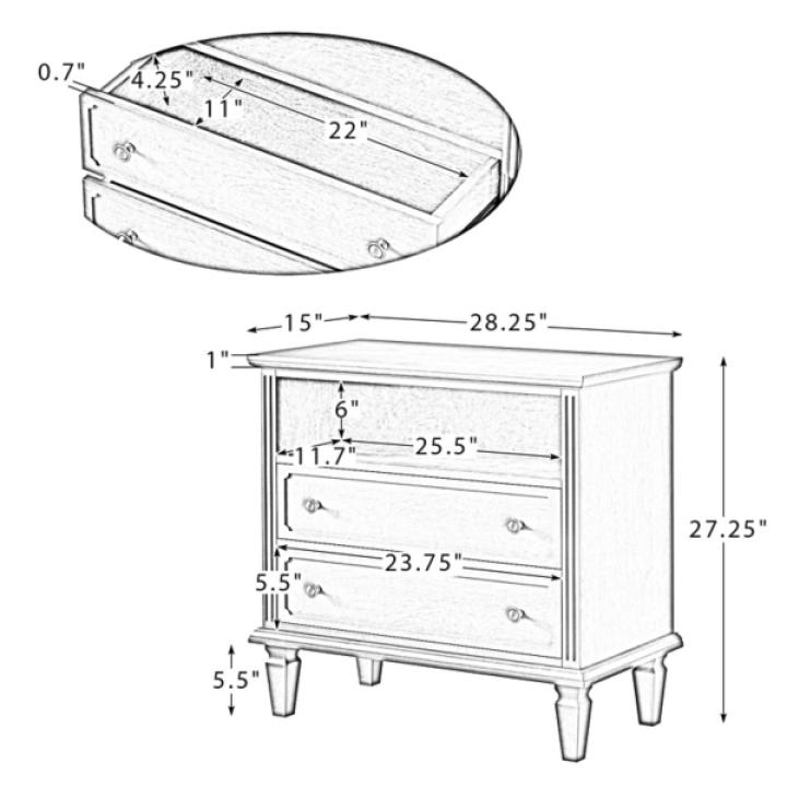 Smooth Black 2-Drawer Wood Nightstand