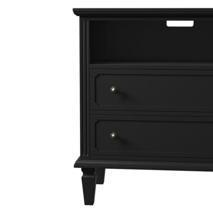 Smooth Black 2-Drawer Wood Nightstand