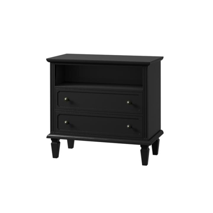 Smooth Black 2-Drawer Wood Nightstand