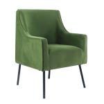 Green Velvet Upholstered Black Legs Accent Chair