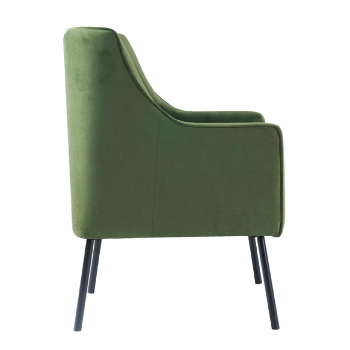 Green Velvet Upholstered Black Legs Accent Chair