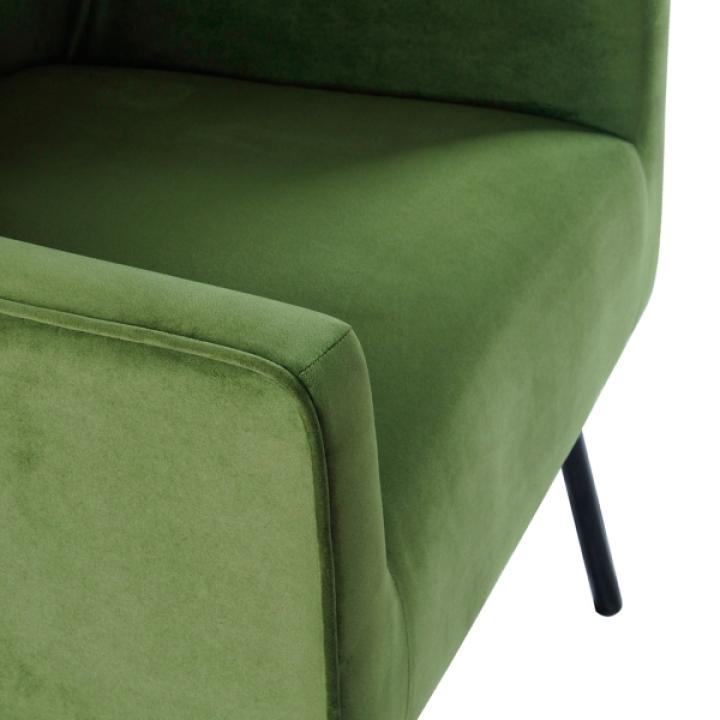 Green Velvet Upholstered Black Legs Accent Chair