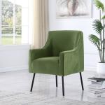 Green Velvet Upholstered Black Legs Accent Chair