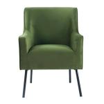 Green Velvet Upholstered Black Legs Accent Chair