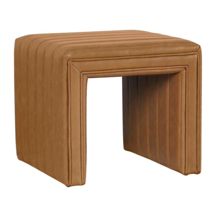 Cognac Leather Arch Ottoman