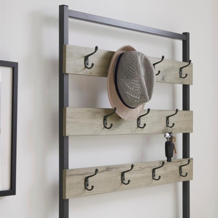 Gray and Black Wood Bench Hall Tree