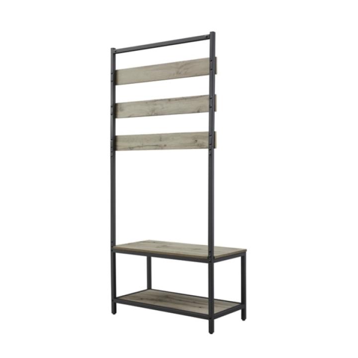 Gray and Black Wood Bench Hall Tree