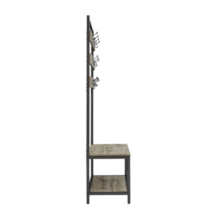 Gray and Black Wood Bench Hall Tree