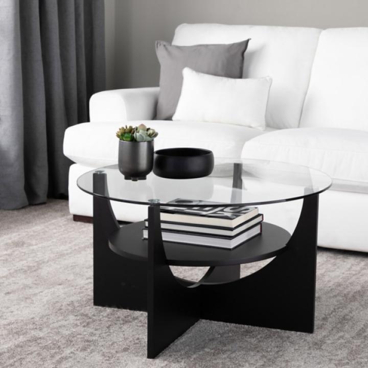 Black Round Glass Coffee Table