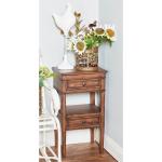 Brown Fir Wood Tiered Side Table