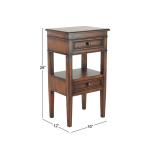 Brown Fir Wood Tiered Side Table