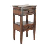 Brown Fir Wood Tiered Side Table