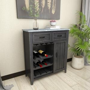 Rustic Galvanized Top Wine Cabinet