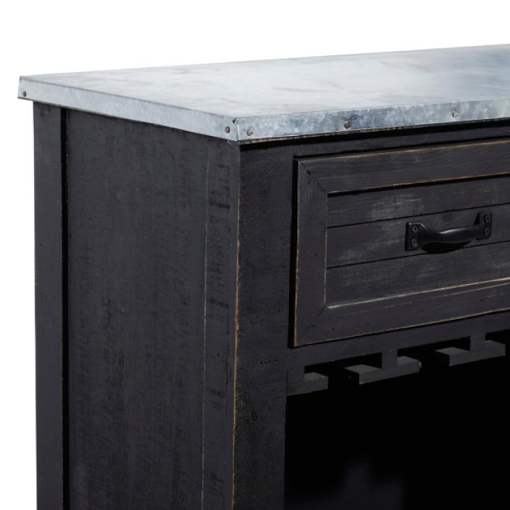 Rustic Galvanized Top Wine Cabinet