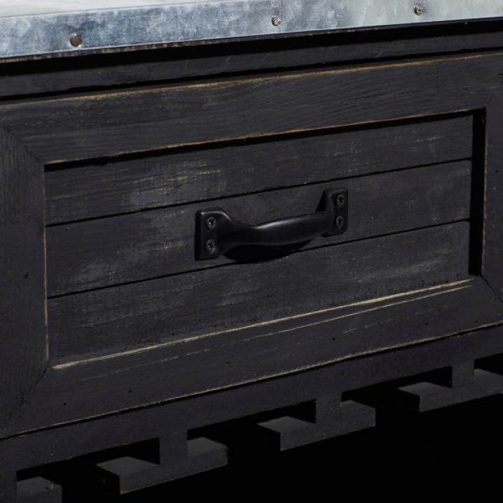 Rustic Galvanized Top Wine Cabinet