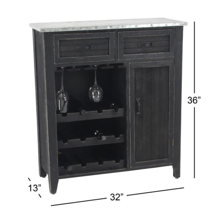 Rustic Galvanized Top Wine Cabinet