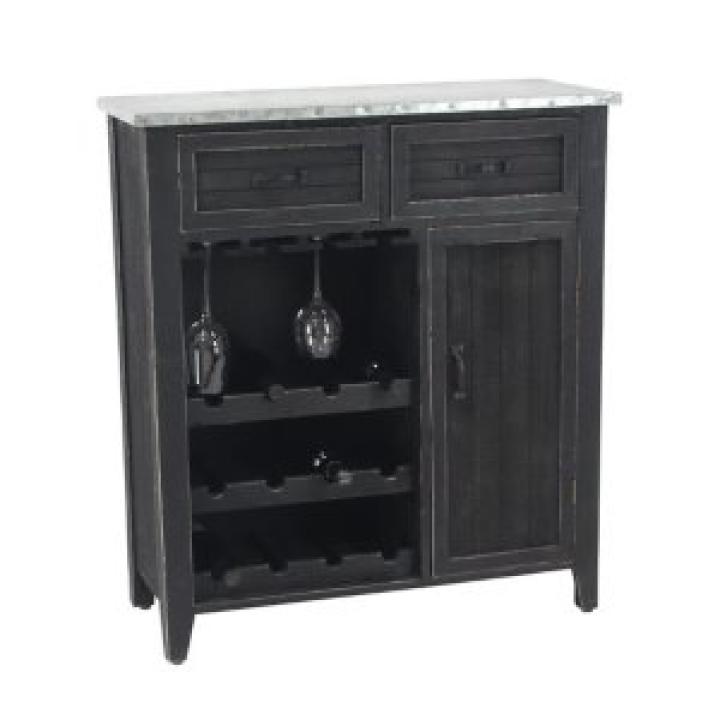 Rustic Galvanized Top Wine Cabinet
