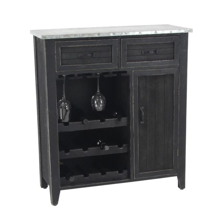 Rustic Galvanized Top Wine Cabinet