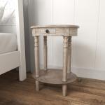 Oval Whitewashed Pine Wood Side Table