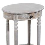 Oval Whitewashed Pine Wood Side Table