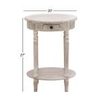 Oval Whitewashed Pine Wood Side Table