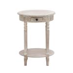 Oval Whitewashed Pine Wood Side Table