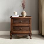 Brown Wood Traditional 2-Drawer Nightstand
