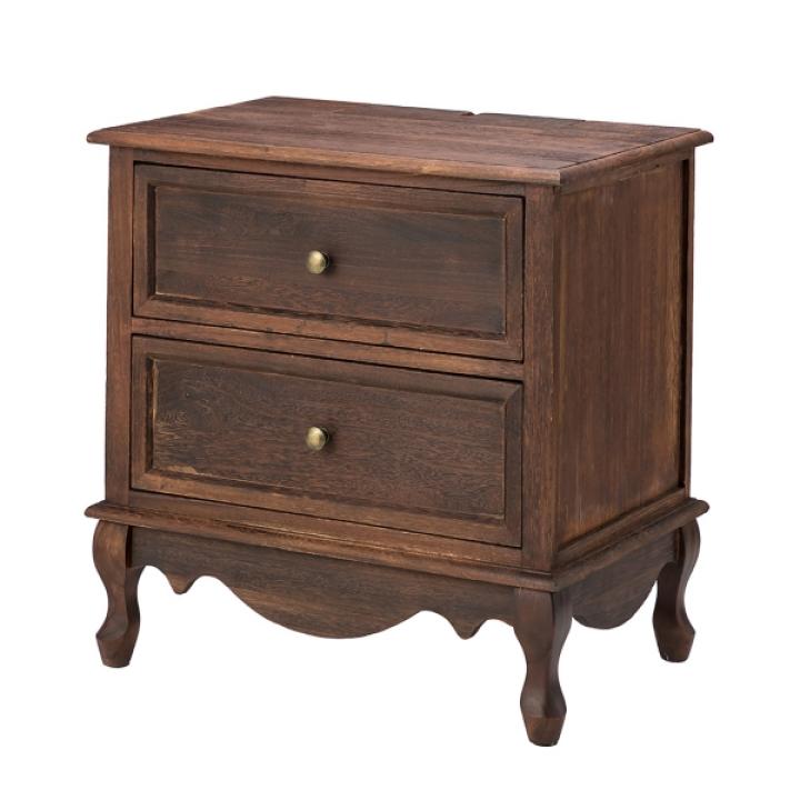 Brown Wood Traditional 2-Drawer Nightstand