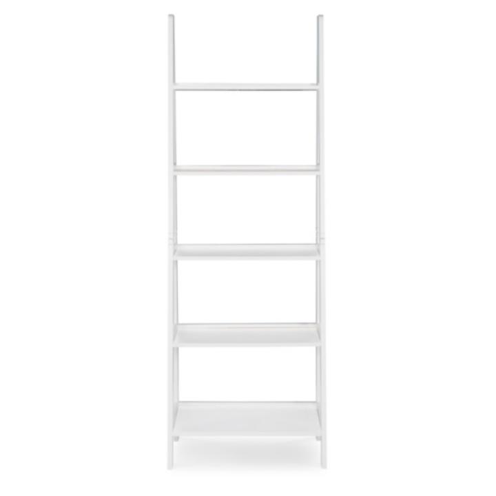 White Wood 5-Tier Ladder Bookshelf