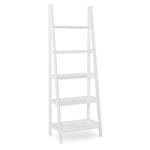 White Wood 5-Tier Ladder Bookshelf