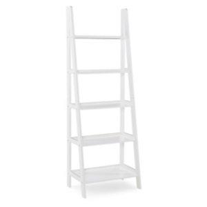 White Wood 5-Tier Ladder Bookshelf