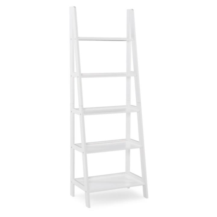 White Wood 5-Tier Ladder Bookshelf
