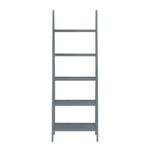 Gray Wood 5-Tier Ladder Bookshelf