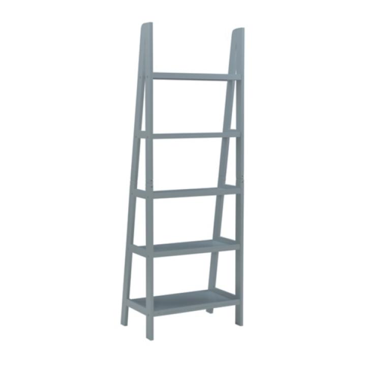 Gray Wood 5-Tier Ladder Bookshelf