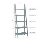 Gray Wood 5-Tier Ladder Bookshelf
