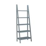 Gray Wood 5-Tier Ladder Bookshelf