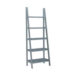 Gray Wood 5-Tier Ladder Bookshelf