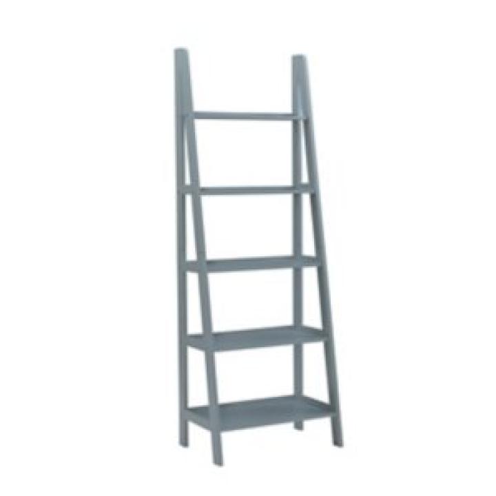 Gray Wood 5-Tier Ladder Bookshelf