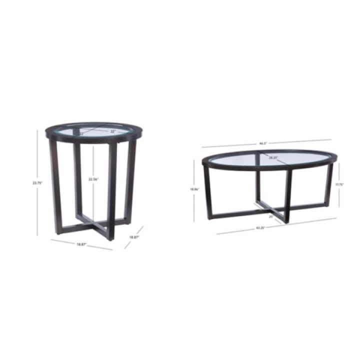 Brown Wood & Glass Top 3-pc. Table Set