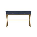 Navy and Gold 2-Drawer Wood Desk