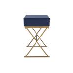 Navy and Gold 2-Drawer Wood Desk