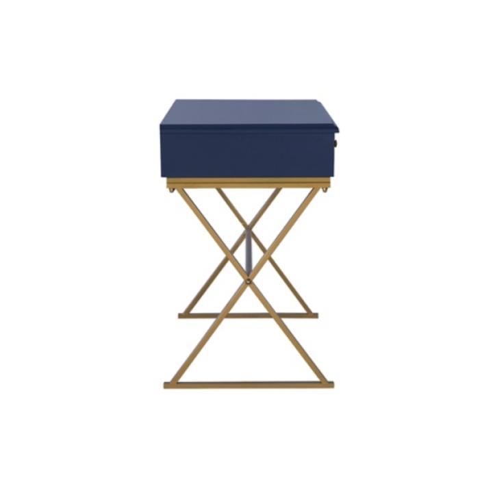 Navy and Gold 2-Drawer Wood Desk
